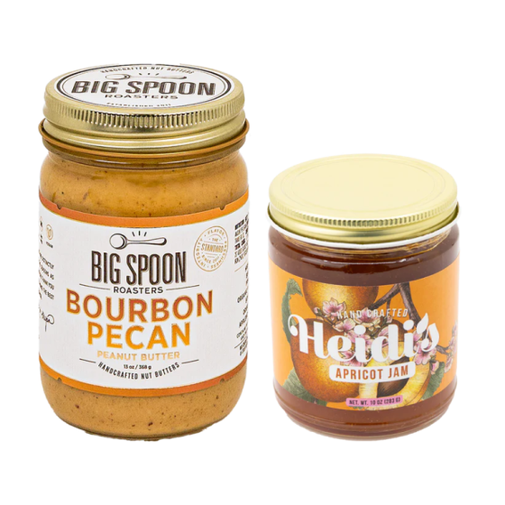 MAR/APR Featured PB&J - Bourbon Pecan + Heidi's Jam Factory Apricot Jam